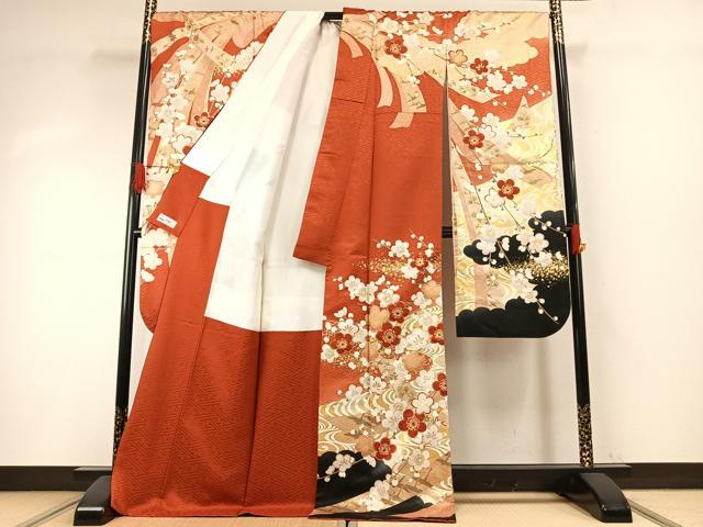 平和屋着物●豪華振袖　駒刺繍　枝梅文　金彩　やまと誂製　正絹　逸品　AABH5122fy