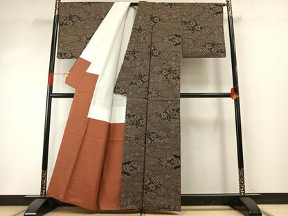 平和屋着物●本場大島紬　一元7マルキ　雲取り花文　正絹　逸品　AABH5114fy