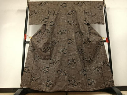 平和屋着物●本場大島紬　一元7マルキ　雲取り花文　正絹　逸品　AABH5114fy