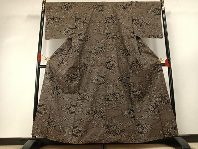平和屋着物●本場大島紬　一元7マルキ　雲取り花文　正絹　逸品　AABH5114fy