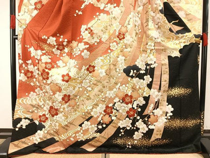 平和屋着物●豪華振袖　駒刺繍　枝梅文　金彩　やまと誂製　正絹　逸品　AABH5122fy