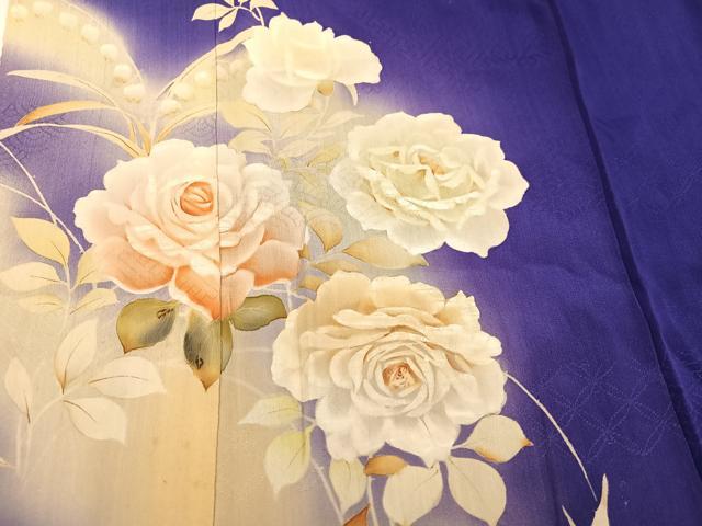 平和屋着物●アンティーク　大正ロマン　色留袖　草花文　暈し染め　両褄　正絹　逸品　AABH9682ph