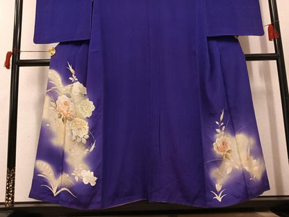 平和屋着物●アンティーク　大正ロマン　色留袖　草花文　暈し染め　両褄　正絹　逸品　AABH9682ph