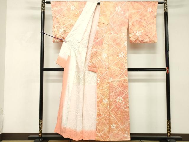 平和屋着物■上質な小紋　絞り　舞花文　暈し染め　正絹　逸品　DABE7620cd