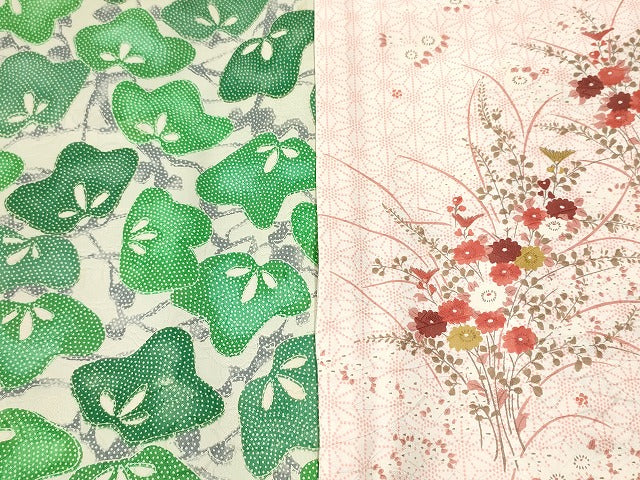 平和屋本店■着物 小紋 単衣 まとめて 20点 蝶 風景 花柄 型染め 洗える着物 和服 ハンドメイド リメイク 生地 未使用品あり se4029
