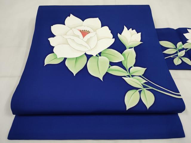 平和屋着物◎塩瀬 九寸名古屋帯 手描き 草花文 金彩 正絹 逸品 AABH7888wj