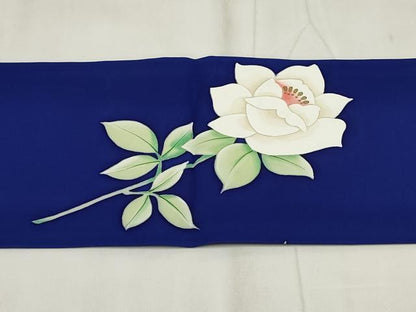 平和屋着物◎塩瀬 九寸名古屋帯 手描き 草花文 金彩 正絹 逸品 AABH7888wj