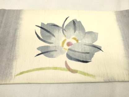 平和屋着物●九寸名古屋帯　作家物　紬地　手描き　草花　正絹　逸品　DABD5834fe