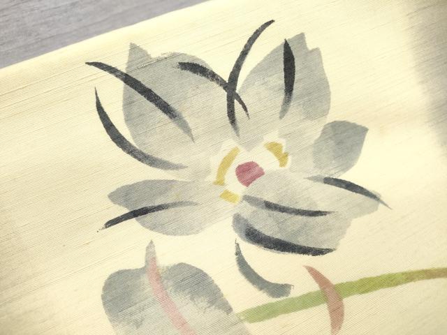 平和屋着物●九寸名古屋帯　作家物　紬地　手描き　草花　正絹　逸品　DABD5834fe