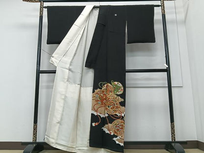 平和屋着物■豪華黒留袖 駒刺繍 花鼓文 金彩 正絹 逸品 CABF4973xe