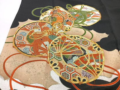 平和屋着物■豪華黒留袖 駒刺繍 花鼓文 金彩 正絹 逸品 CABF4973xe