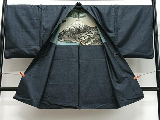 平和屋着物∞男性　長羽織　本場大島紬　亀甲文様　正絹　逸品　CABE5005ua