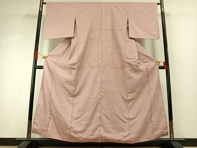 平和屋着物●上質な紬　色無地　灰桜色　正絹　逸品　未使用　AABH5134fy