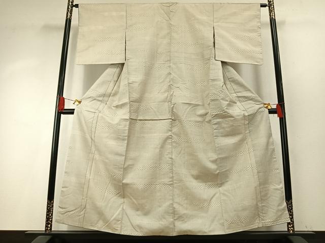 平和屋着物●本場大島紬　白大島　一元絣　幾何学文様　正絹　逸品　AABH5139fy