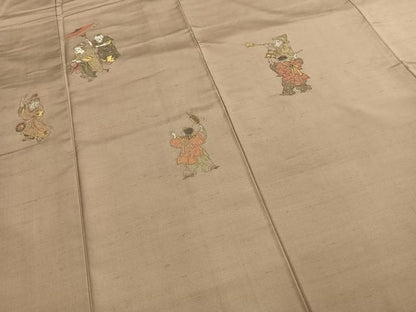 平和屋着物●京の名門・菱屋六右ェ門　紬　訪問着　人物文　金銀糸　正絹　逸品　AABH5166fy