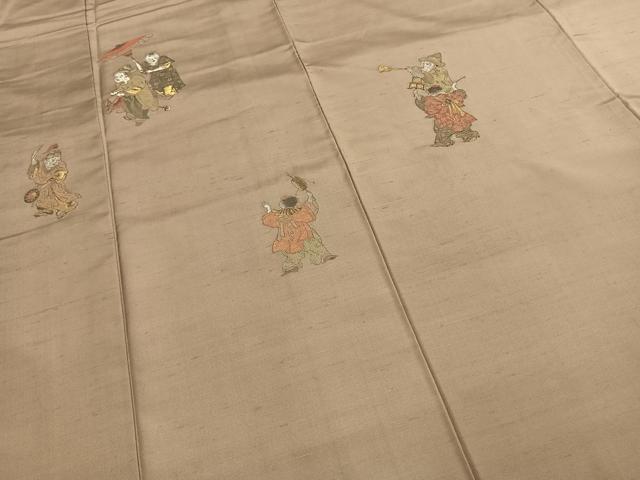 平和屋着物●京の名門・菱屋六右ェ門　紬　訪問着　人物文　金銀糸　正絹　逸品　AABH5166fy