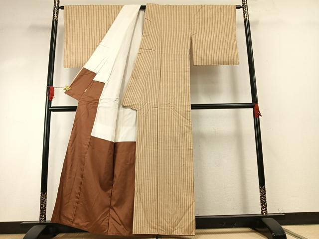 平和屋着物●上質な紬　縞　ますいわ屋扱い　正絹　逸品　AABH5141fy