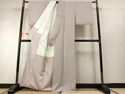 平和屋着物●色無地　薄梅鼠色　洗える着物　AABH5162fy
