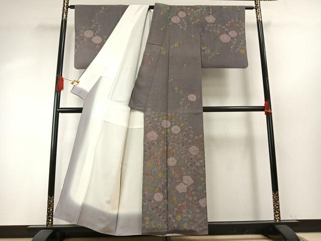 平和屋着物●訪問着　紬地　絞り　辻が花　正絹　逸品　AABH5143fy