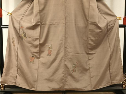 平和屋着物●京の名門・菱屋六右ェ門　紬　訪問着　人物文　金銀糸　正絹　逸品　AABH5166fy