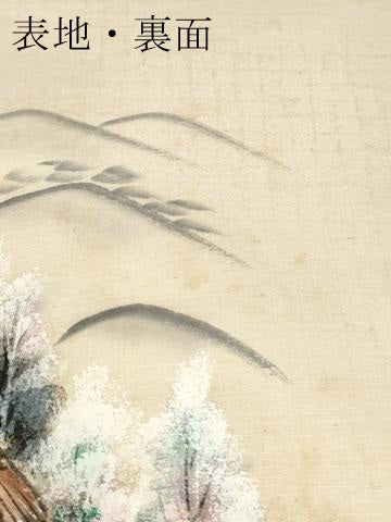平和屋着物▼付下げ　反物　着尺　紬地　手描き　風景文　逸品　未使用　DABD4993zy