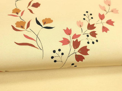 平和屋着物●塩瀬　九寸名古屋帯　草花文　正絹　逸品　DABE6228cm