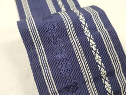 平和屋着物●男性　本場筑前博多織　角帯　献上　正絹　逸品　DABE6241cm