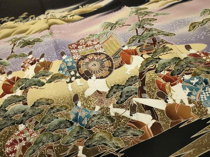平和屋着物■豪華黒留袖 作家物 人物風景文 暈し染め 正絹 逸品 AABH6239sx