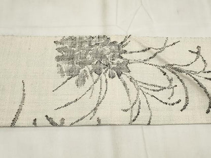 平和屋着物◎九寸名古屋帯 紬地 草花文 正絹 逸品 AABH7966wj