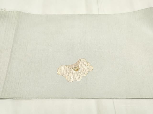 平和屋着物◎八寸名古屋帯 刺繍 花 金糸 正絹 逸品 AABH7952wj