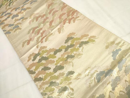平和屋着物◎六通柄袋帯 松 金糸 正絹 逸品 AABH8010wj