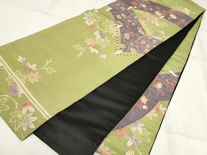 平和屋着物◎アンティーク 大正ロマン 六通柄袋帯 手描き 草花文 正絹 逸品 AABH7992wj