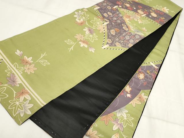 平和屋着物◎アンティーク 大正ロマン 六通柄袋帯 手描き 草花文 正絹 逸品 AABH7992wj