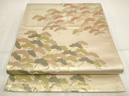 平和屋着物◎六通柄袋帯 松 金糸 正絹 逸品 AABH8010wj