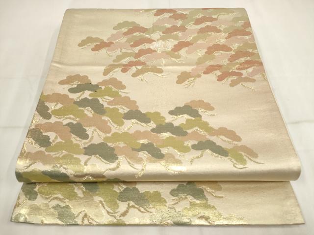 平和屋着物◎六通柄袋帯 松 金糸 正絹 逸品 AABH8010wj