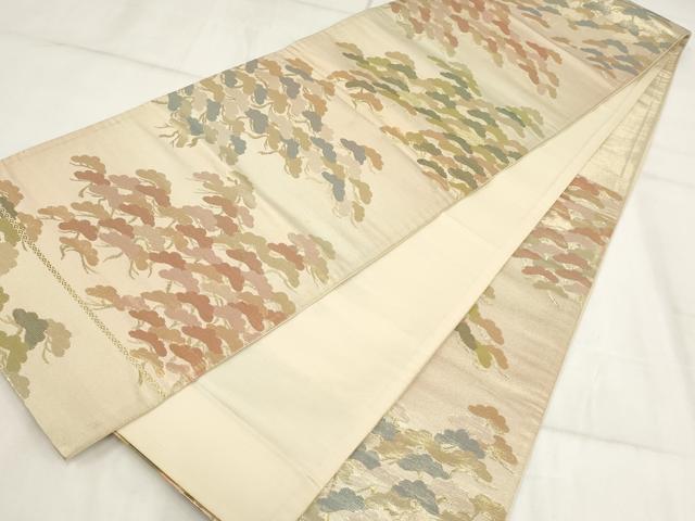 平和屋着物◎六通柄袋帯 松 金糸 正絹 逸品 AABH8010wj