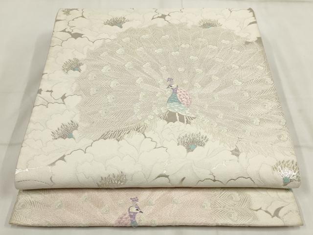 平和屋着物◎六通柄袋帯 百選孔雀文 金銀糸 正絹 逸品 AABH7994wj