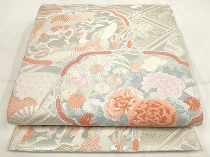 平和屋着物◎六通柄袋帯 九百錦 貴光 鳳凰花文 金銀糸 正絹 逸品 AABH7987wj