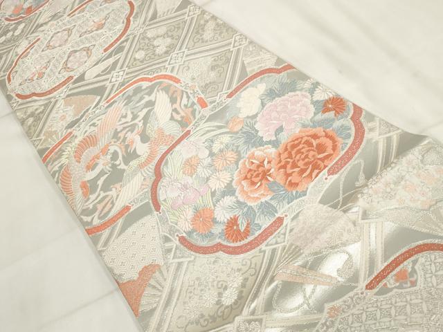 平和屋着物◎六通柄袋帯 九百錦 貴光 鳳凰花文 金銀糸 正絹 逸品 AABH7987wj