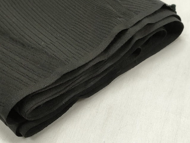 平和屋着物▼羽織・コート　黒生地　解き反物　羽尺　草花地紋　逸品　DABE3237we