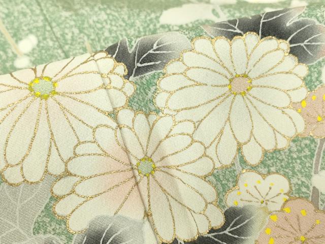 平和屋着物▽訪問着　単衣　作家物　枝花文　暈し染め　金彩　正絹　逸品　DABE4348az