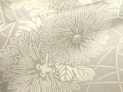 平和屋着物▽上質な小紋　単衣　型染　舞蝶花文　正絹　逸品　DABE4346az