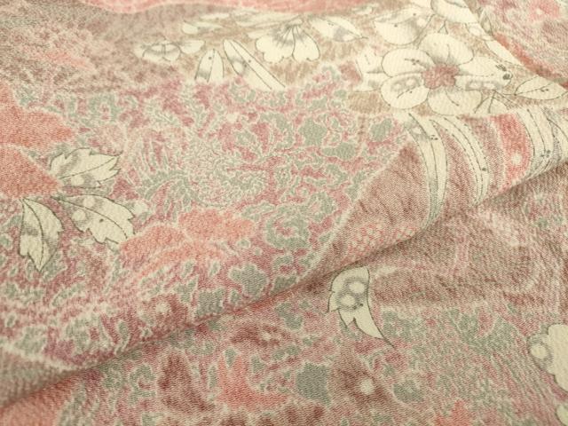 平和屋着物▽上質な小紋　単衣　辻が花　鬼しぼ縮緬　正絹　逸品　DABE4350az