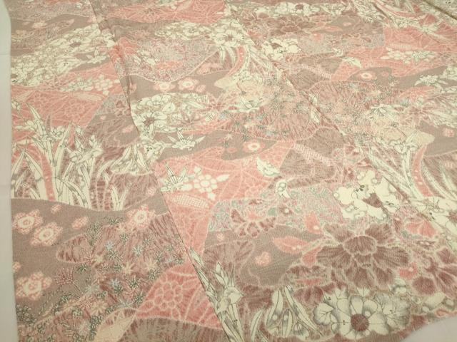 平和屋着物▽上質な小紋　単衣　辻が花　鬼しぼ縮緬　正絹　逸品　DABE4350az