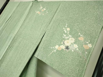 平和屋着物▽訪問着　単衣　作家物　枝花文　暈し染め　金彩　正絹　逸品　DABE4348az