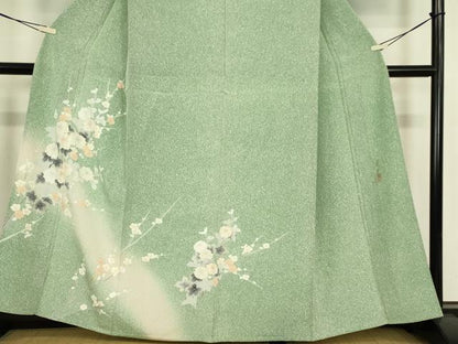 平和屋着物▽訪問着　単衣　作家物　枝花文　暈し染め　金彩　正絹　逸品　DABE4348az