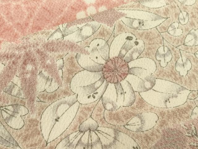 平和屋着物▽上質な小紋　単衣　辻が花　鬼しぼ縮緬　正絹　逸品　DABE4350az
