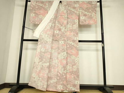 平和屋着物▽上質な小紋　単衣　辻が花　鬼しぼ縮緬　正絹　逸品　DABE4350az