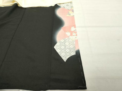 平和屋着物■豪華黒留袖　駒刺繍　地紙花鳥文　正絹　逸品　DABE7648cd