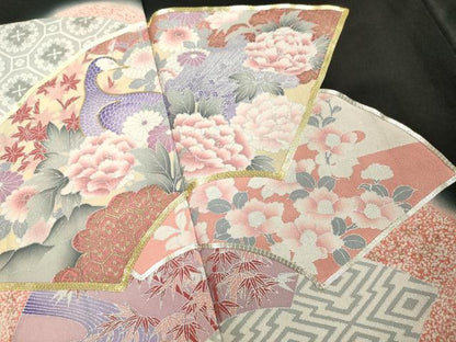 平和屋着物■豪華黒留袖　駒刺繍　地紙花鳥文　正絹　逸品　DABE7648cd